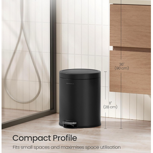 SONGMICS Bathroom Pedal Bin, 1.6 Gallon Steel Toilet Bin with Soft-Close Lid