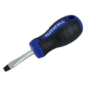 Faithfull Soft Grip Stubby Screwdriver Flared Slotted Tip 6.5 X 38mm