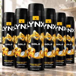 Lynx Deodorant XL Body Spray Gold 200ml - Pack of 6