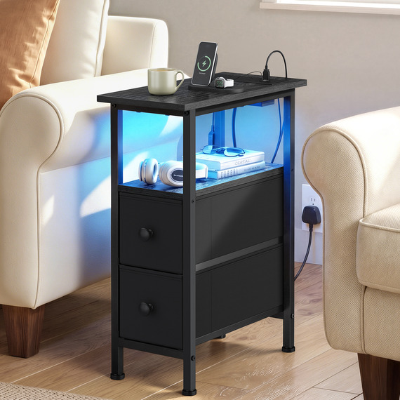 SONGMICS Set of 2 Slim Bedside Tables, Side End Tables