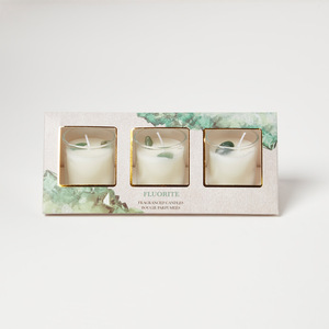 Green Fluorite Black Tea  Vetiver Crystal Scented Candle Set  Pack of 3