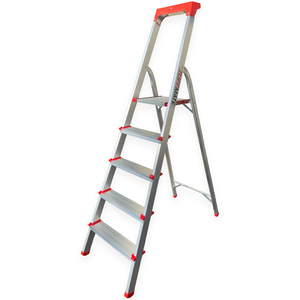 TUFFMATE Folding Aluminium 5 Tread Step Ladder with Tool Tray