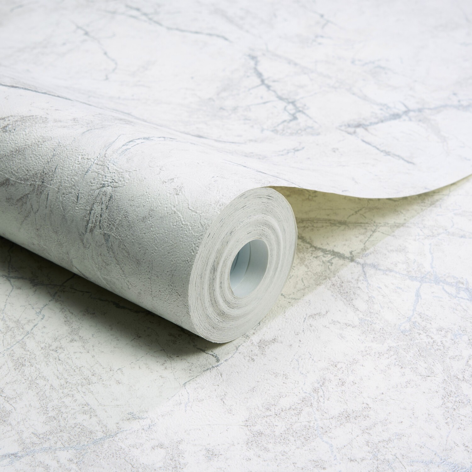Grandeco Thassos Silver Thread Marble Textured Wallpaper - White