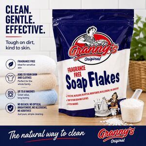 2x Grannys Original Laundry Soap Flakes Fragrance Free Household Cleaner 425g