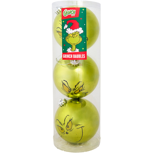 Pack of 3 Grinch Face Baubles