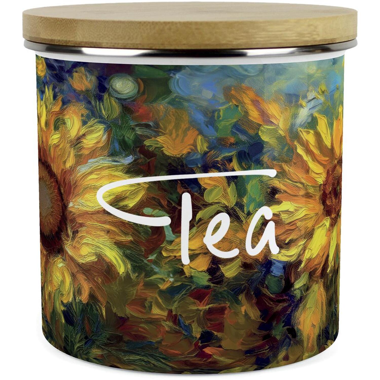 Purely Home Sunflower Impressionism Large Kitchen Storage Canister - White