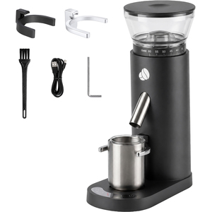 Coffee Grinder USB Rechargeable Timer Memory 60 Settings Black