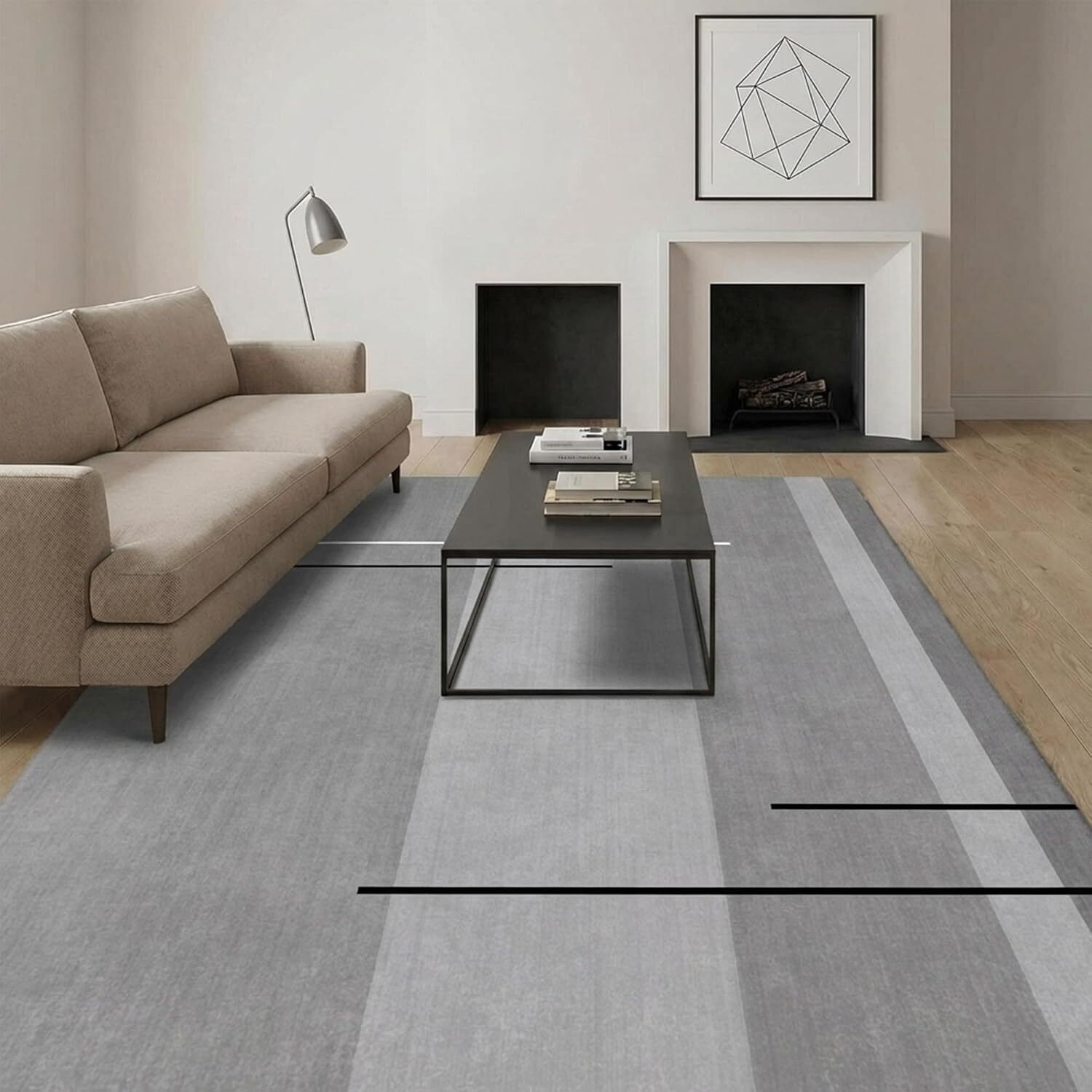 MCC Direct Short Pile Rectangular Vertical Pattern Rug Indoor Carpet Mat 6 sizes in Grey | Size: 80 cm x 150 cm