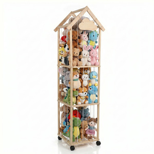 Plush Toy Storage Holder with Lockable Wheels Kids Stuffed Animal