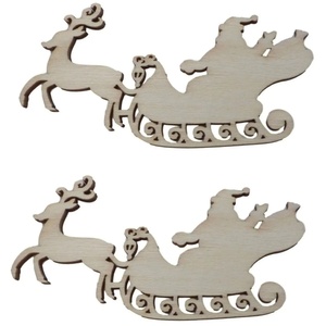 Pack of 10 Decorative Rustic Wooden Santa Sleigh Embellishments