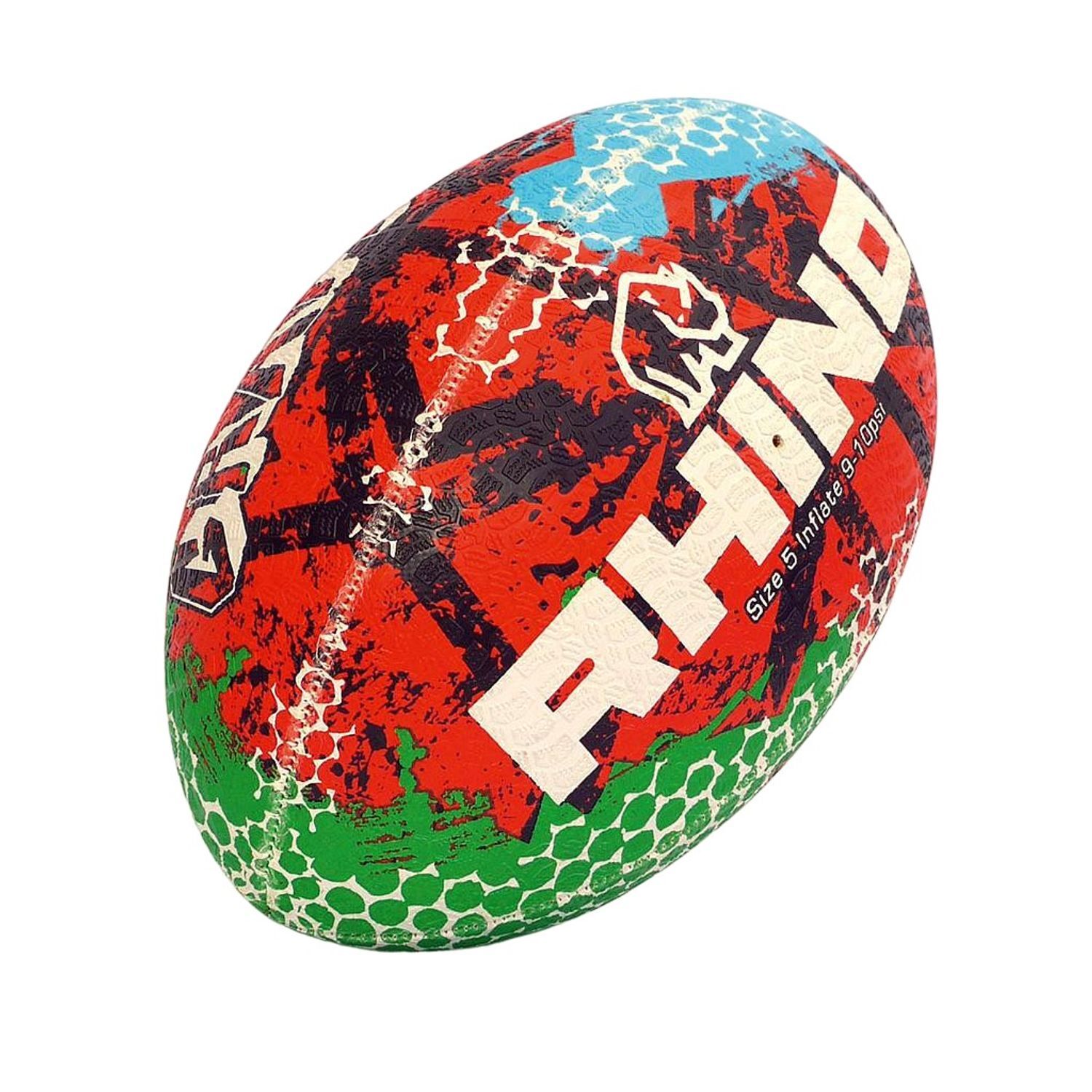 Rhino Graffiti Rugby Ball - Red/Blue/Green