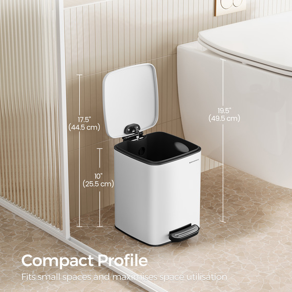 SONGMICS 1.6-Gallon (6 L) Trash Bin, Kitchen Bin, Steel Pedal Bin