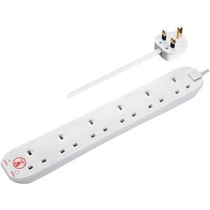 Masterplug 6 Socket Surge Protected Extension Lead 2 Metre Cable