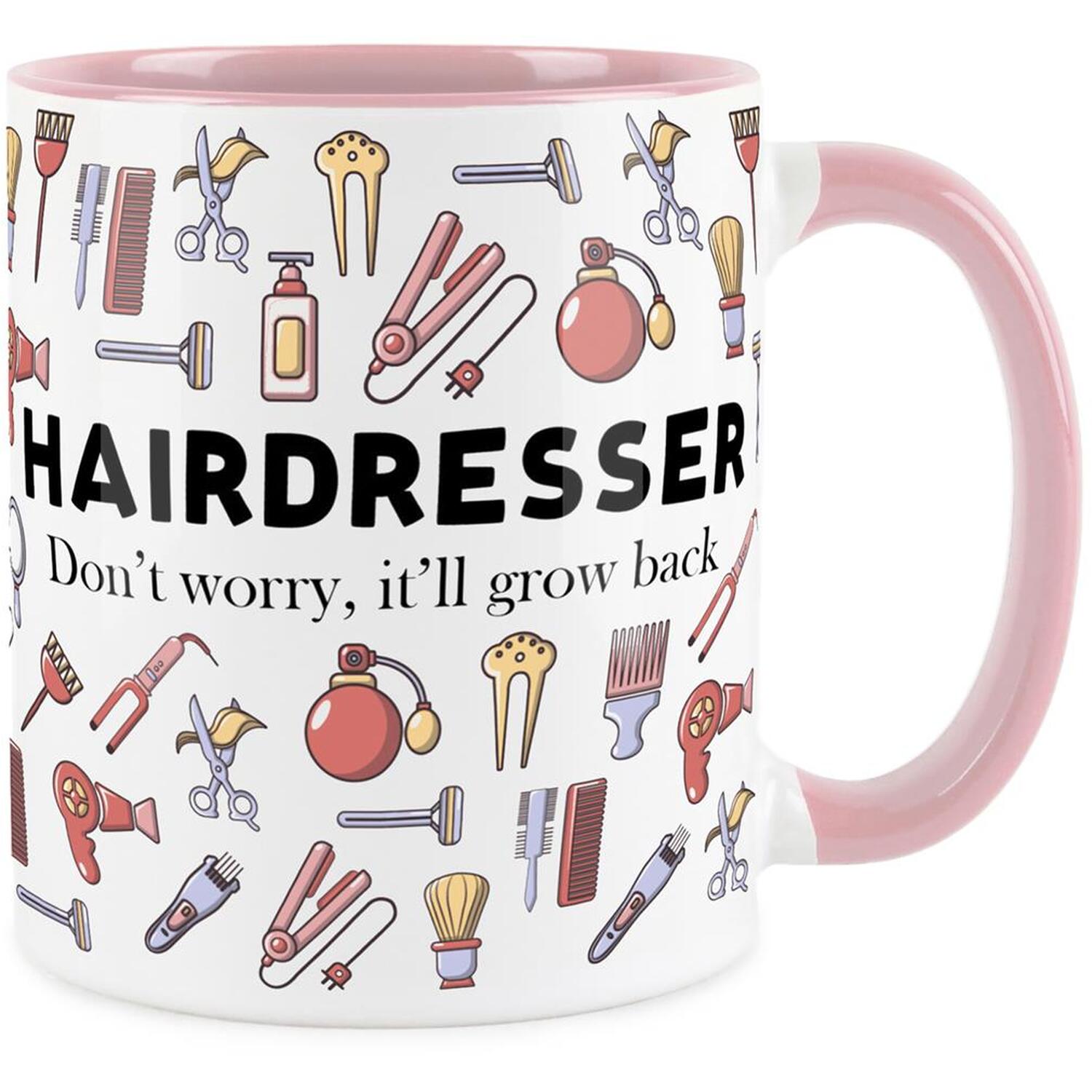Hairdresser Mug - Humourous Trades Funny Novelty Gift - Tea/Coffee Pink Cup - Image 2