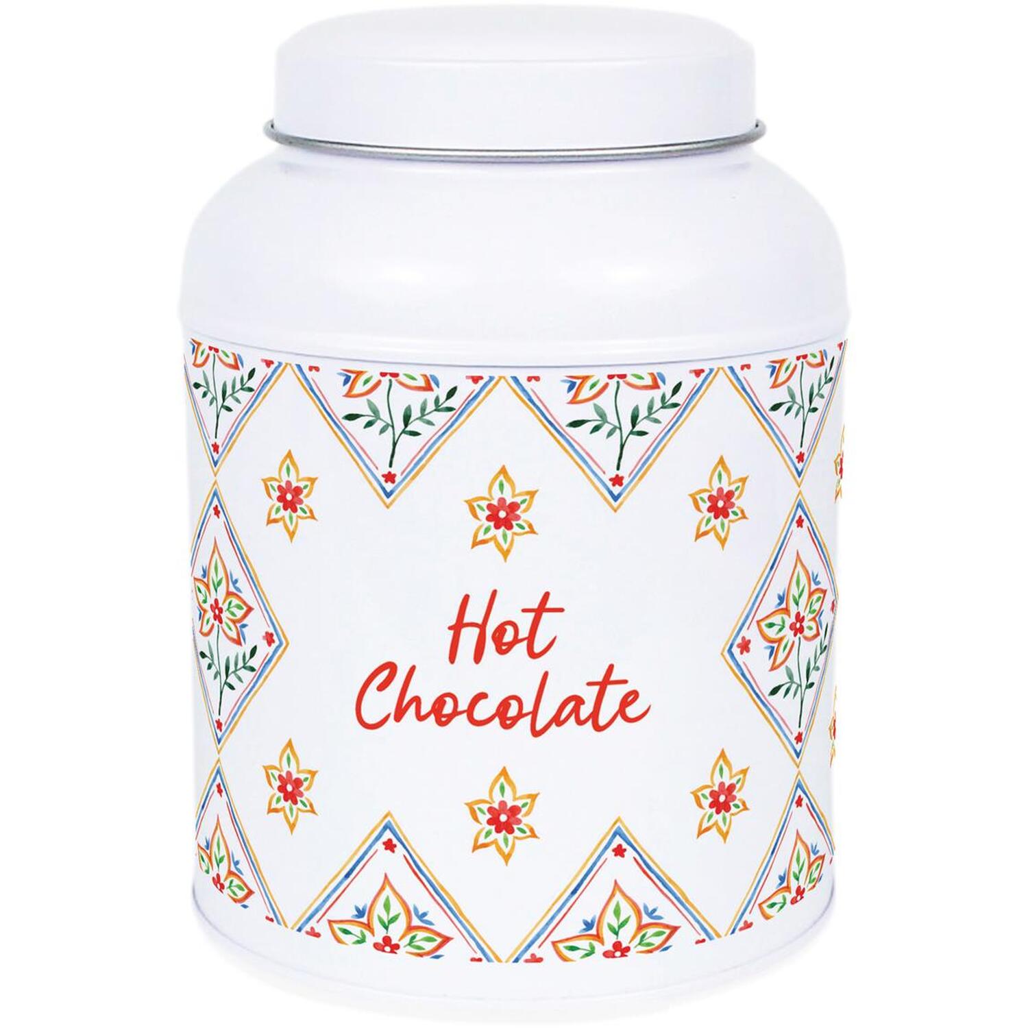 B&Q - Diamond Floral Hot Chocolate CanisterSmall Domed Lid Kitchen Storage Tin - Image 2