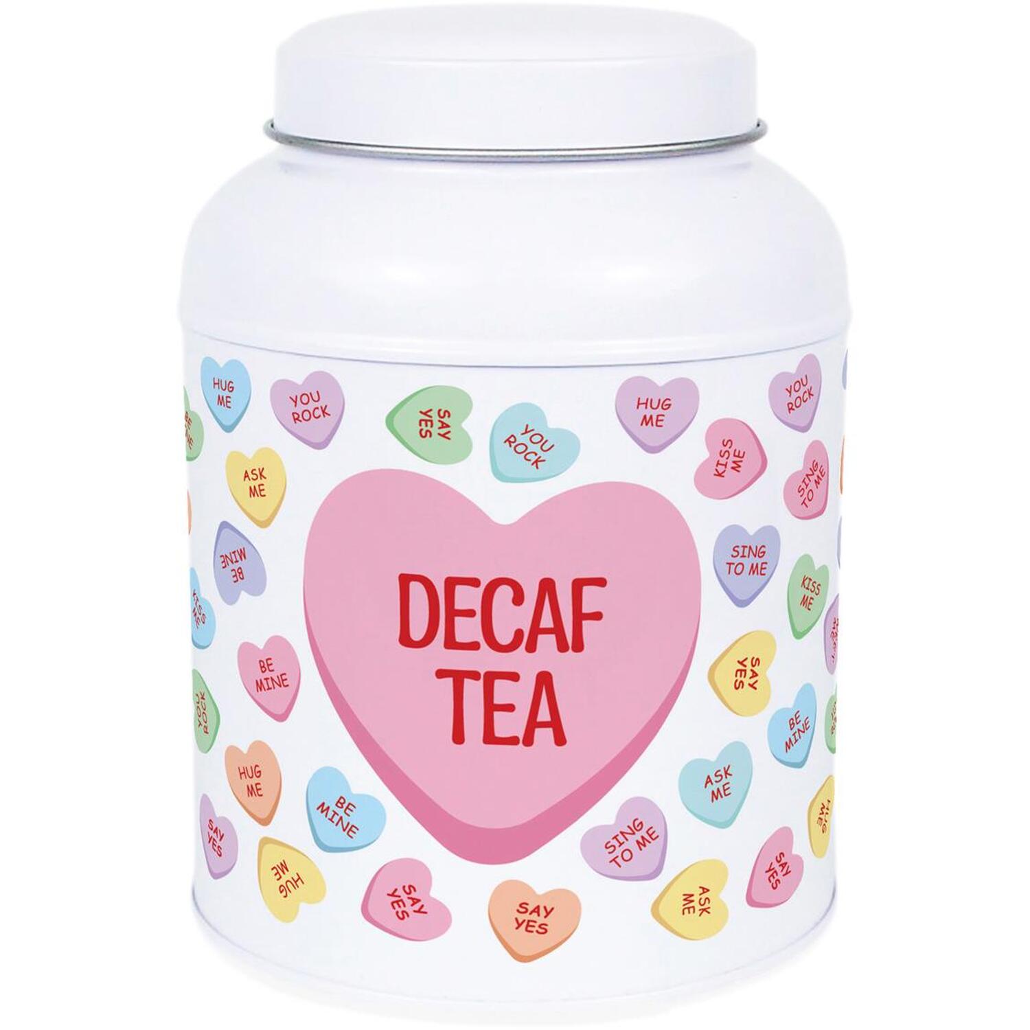 Purely Home Heart Candy Hot Chocolate Canister - Small Domed Lid Kitchen Storage Tin - Decaf Tea