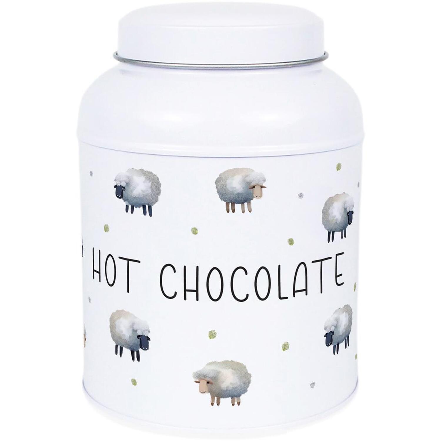 Purely Home Spring Sheep Storage Canister - Small Domed Lid Kitchen/Home Tin - Hot Chocolate