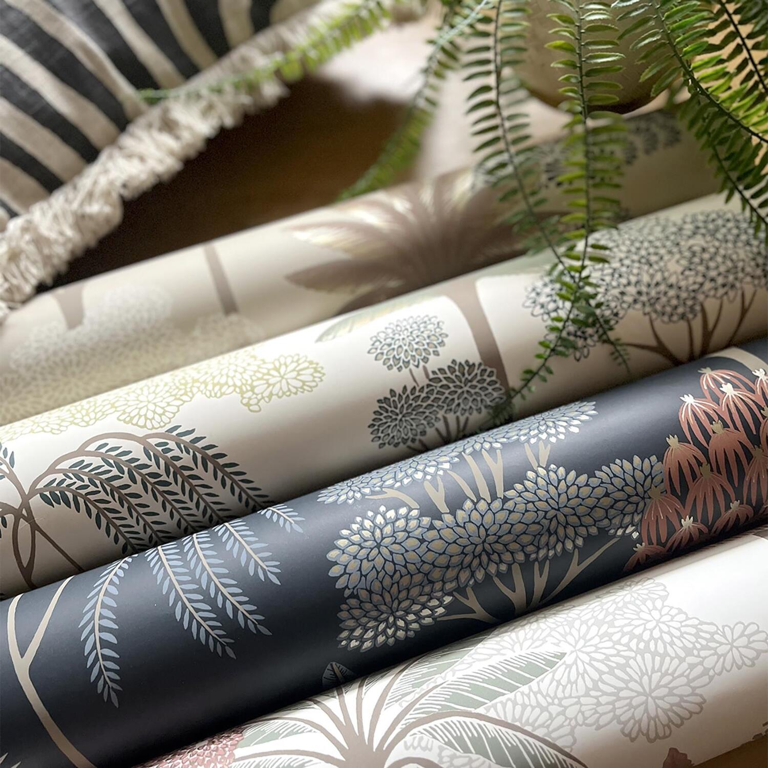 Belgravias Akiko Blue Botanical Trees Floral Metallic Wallpaper - Image 3