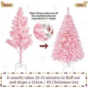 Yaheetech PVC Tips Artificial Christmas Tree with Foldable Stand - Pink / 5ft