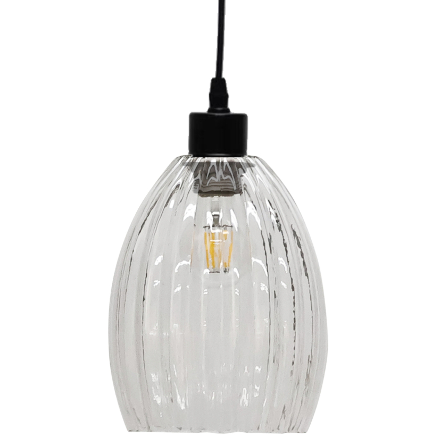 B&Q - Birch Clear Fluted Glass Easy Fit Pendant Shade - Image 2