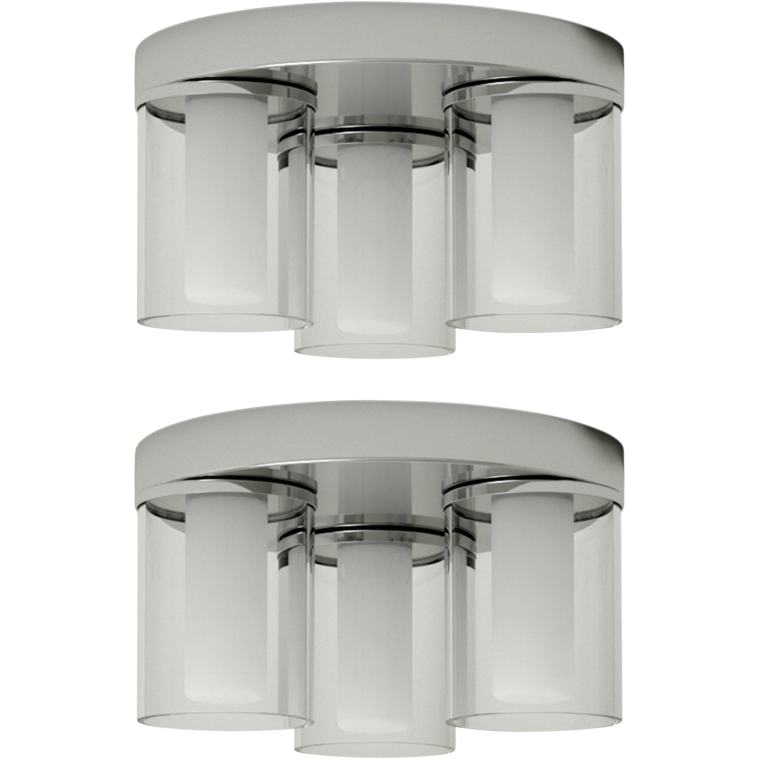First Choice Lighting Set Of 2 Wren 3Lt Bathroom Ceiling Flush Lights - Chrome & Clear - Image 2