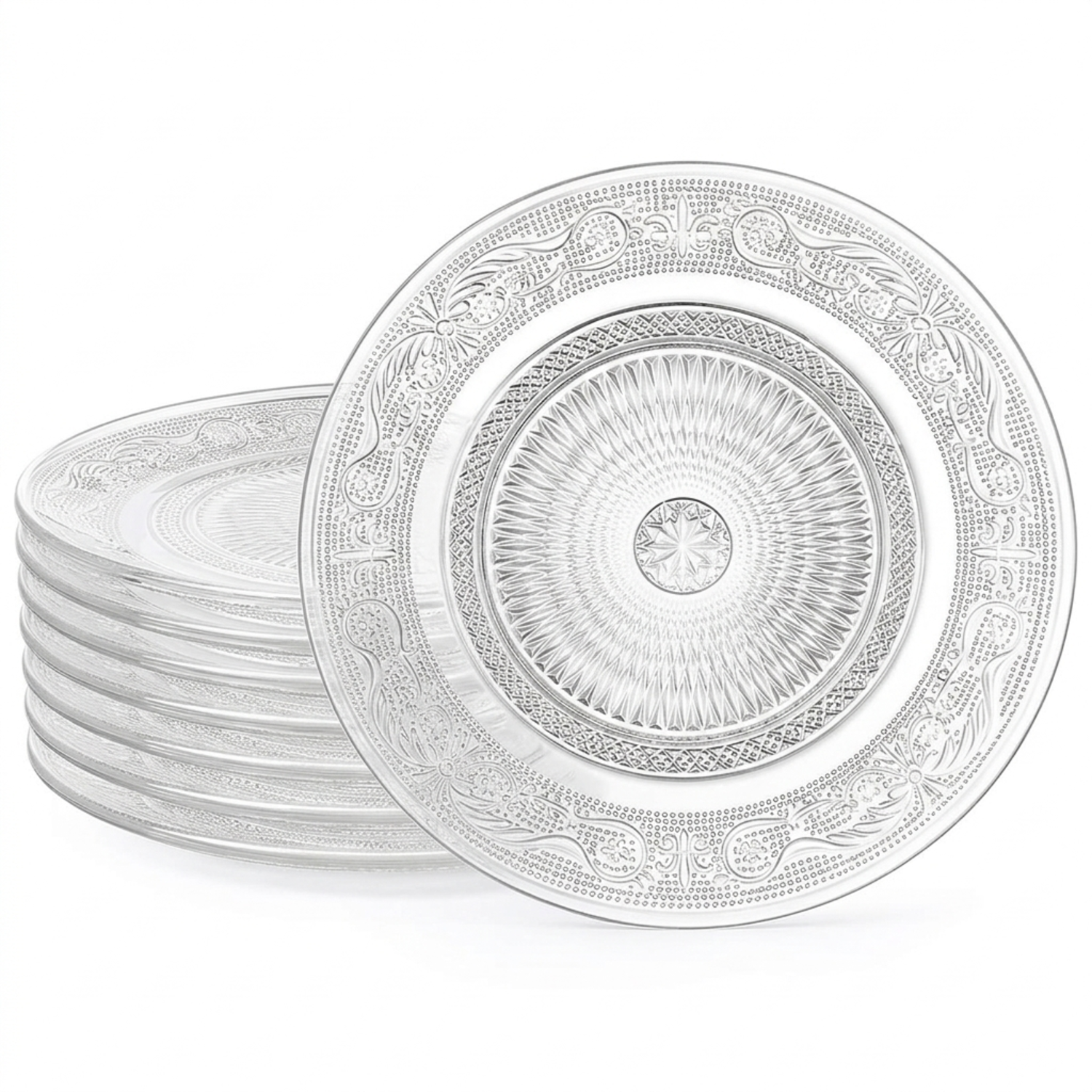 Eden & Willow Embossed Glass Side And Dessert Plates - Clear