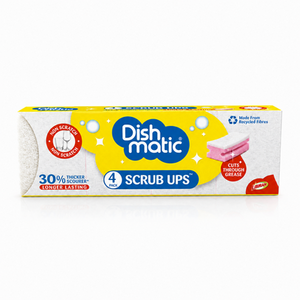 Pack of 4 Dishmatic Scrub Ups Non-Scratch Sponge Scourers