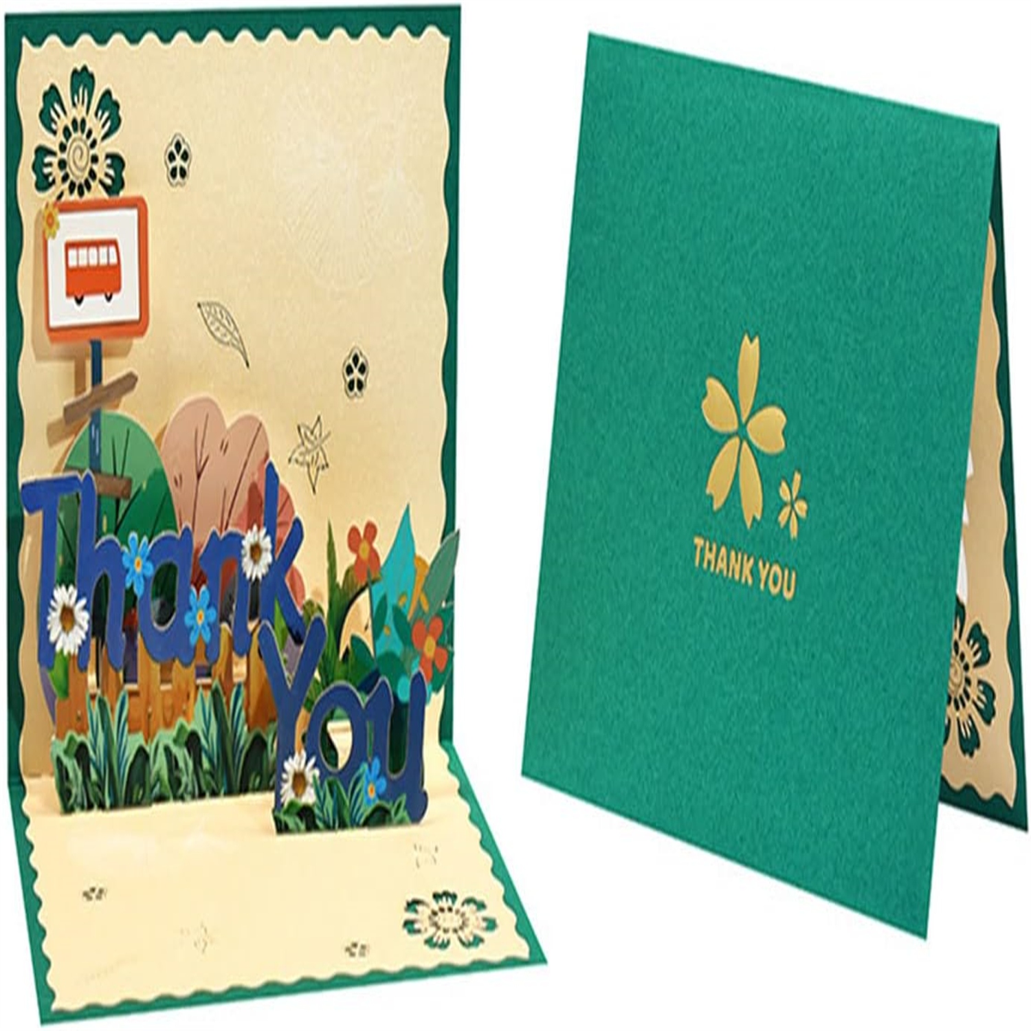 Brightfeel Garden Scene 3D Pop Up Thank You Card - White