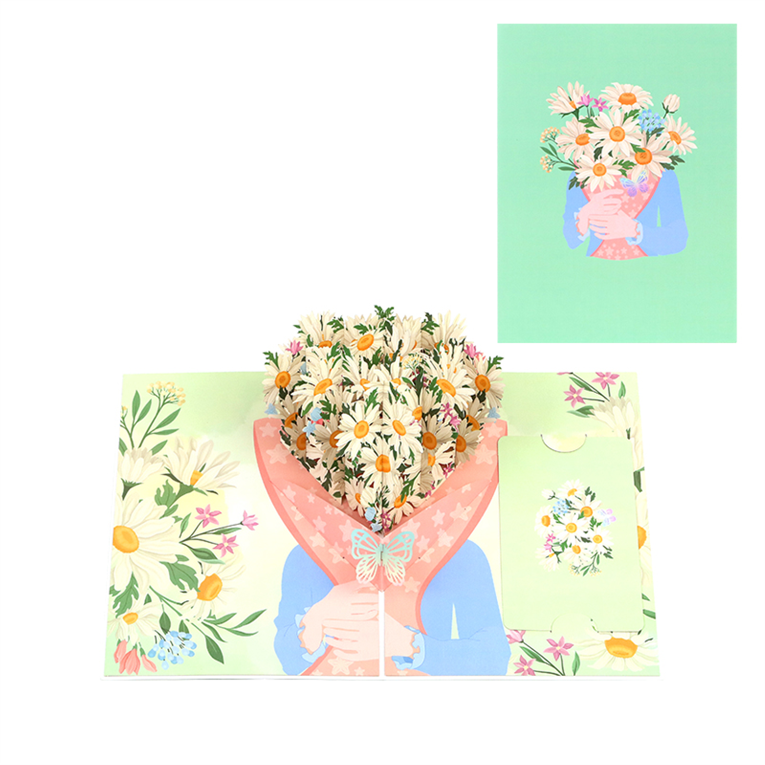 Daisy Bouquet 3D Pop Up Greeting Card - Mother's Day Birthday Anniversary - Image 2
