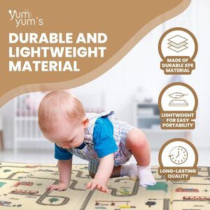 Yum Yum's Foldable Waterproof XPE Foam Baby Play Mat 200 x 150cm Cars & Bears