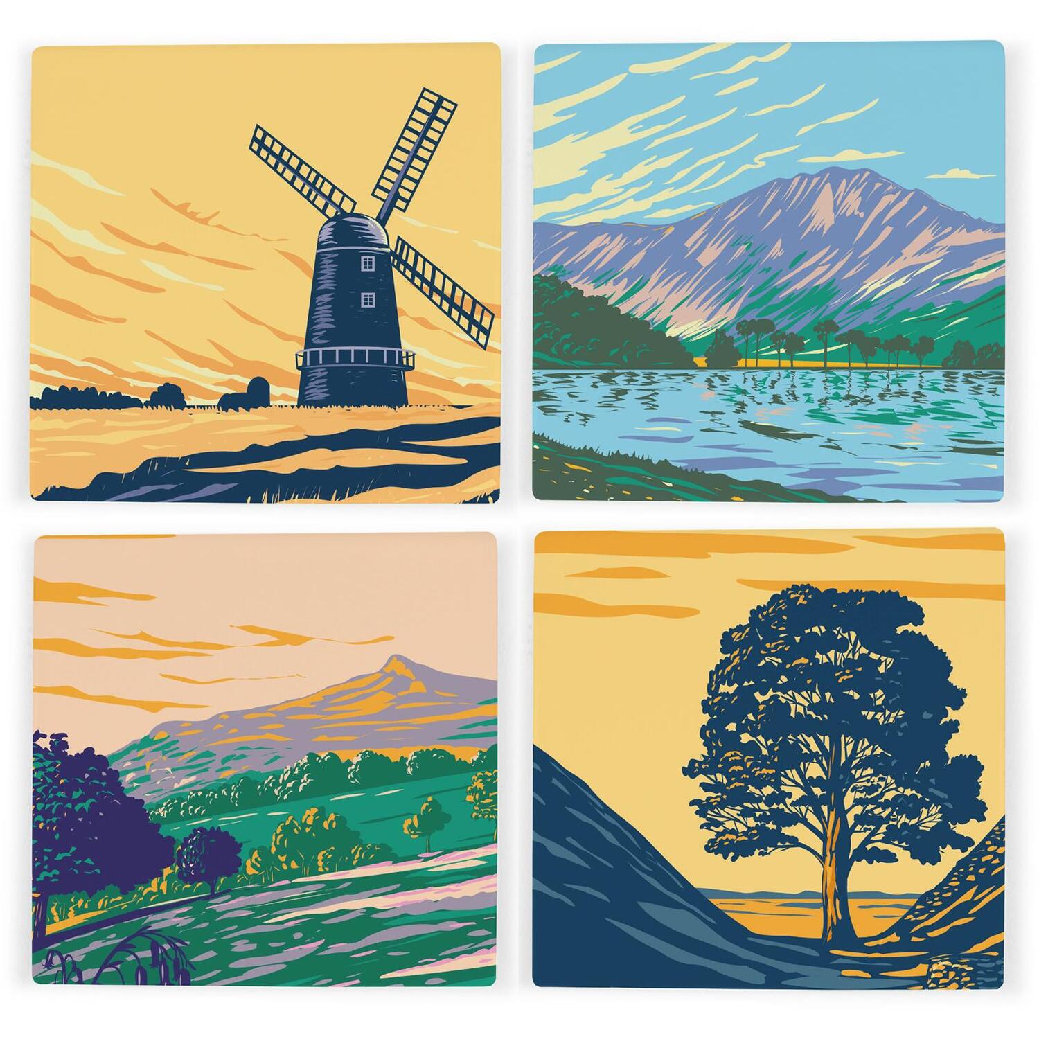 British National Parks Ceramic Coaster Set - North & Midlands Set of 4 Gift - Image 2