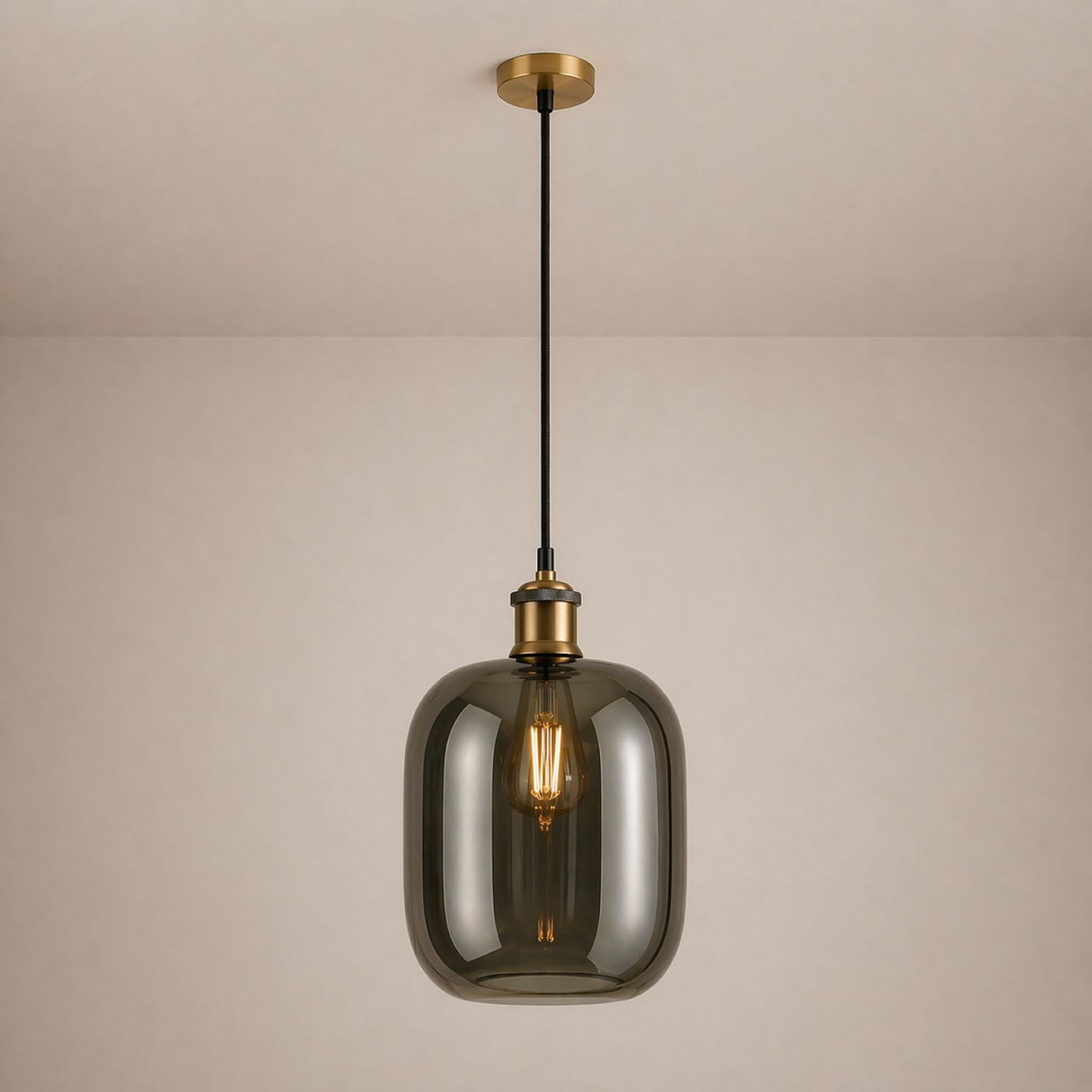 CGC Lighting Indoor Glass Bistro Adjustable Ceiling Pendant Light Lamp Shade (Large Smoked) - Image 2