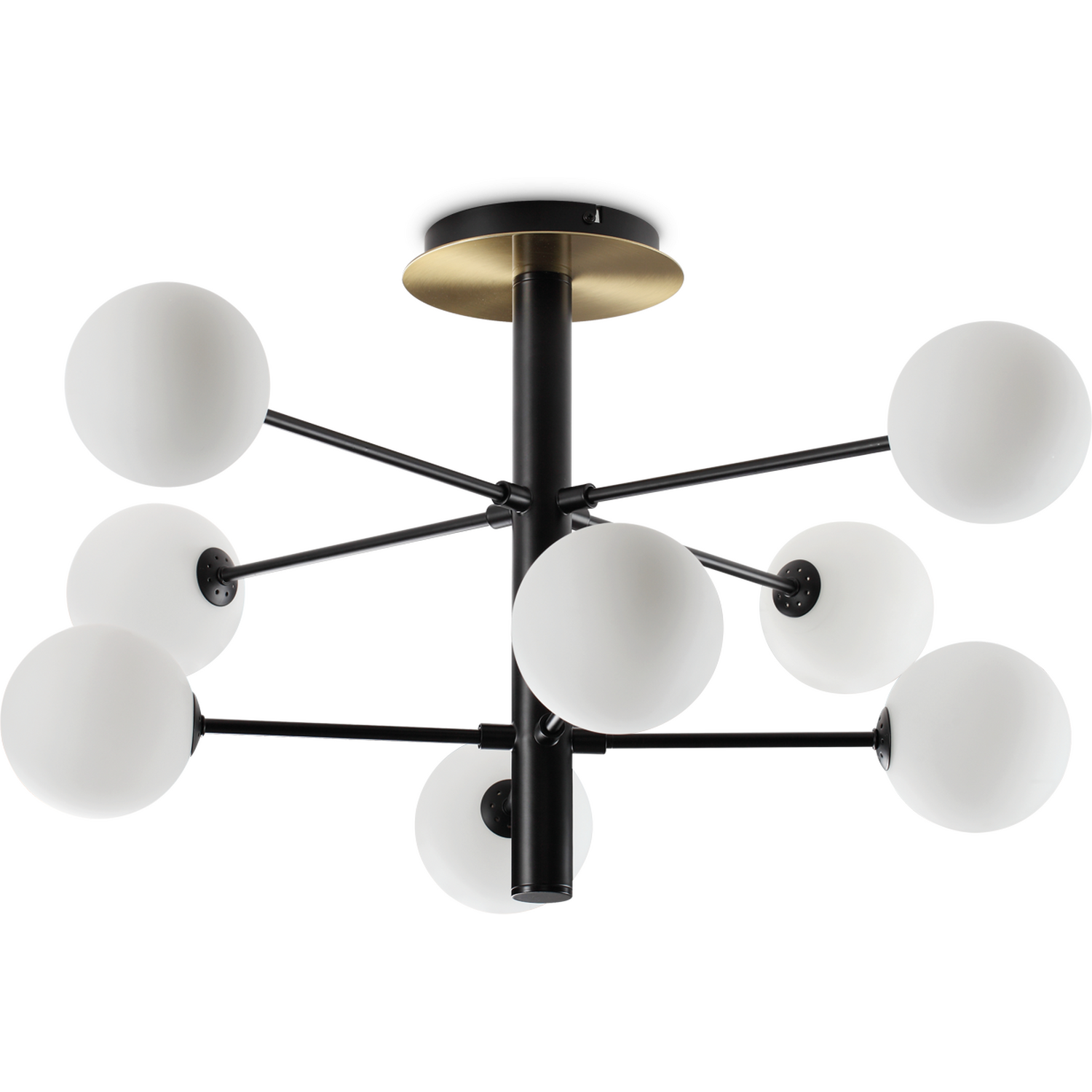 Cosmopolitan 8 Light Globe Ceiling Light Matte Black, Satin Brass - Image 2