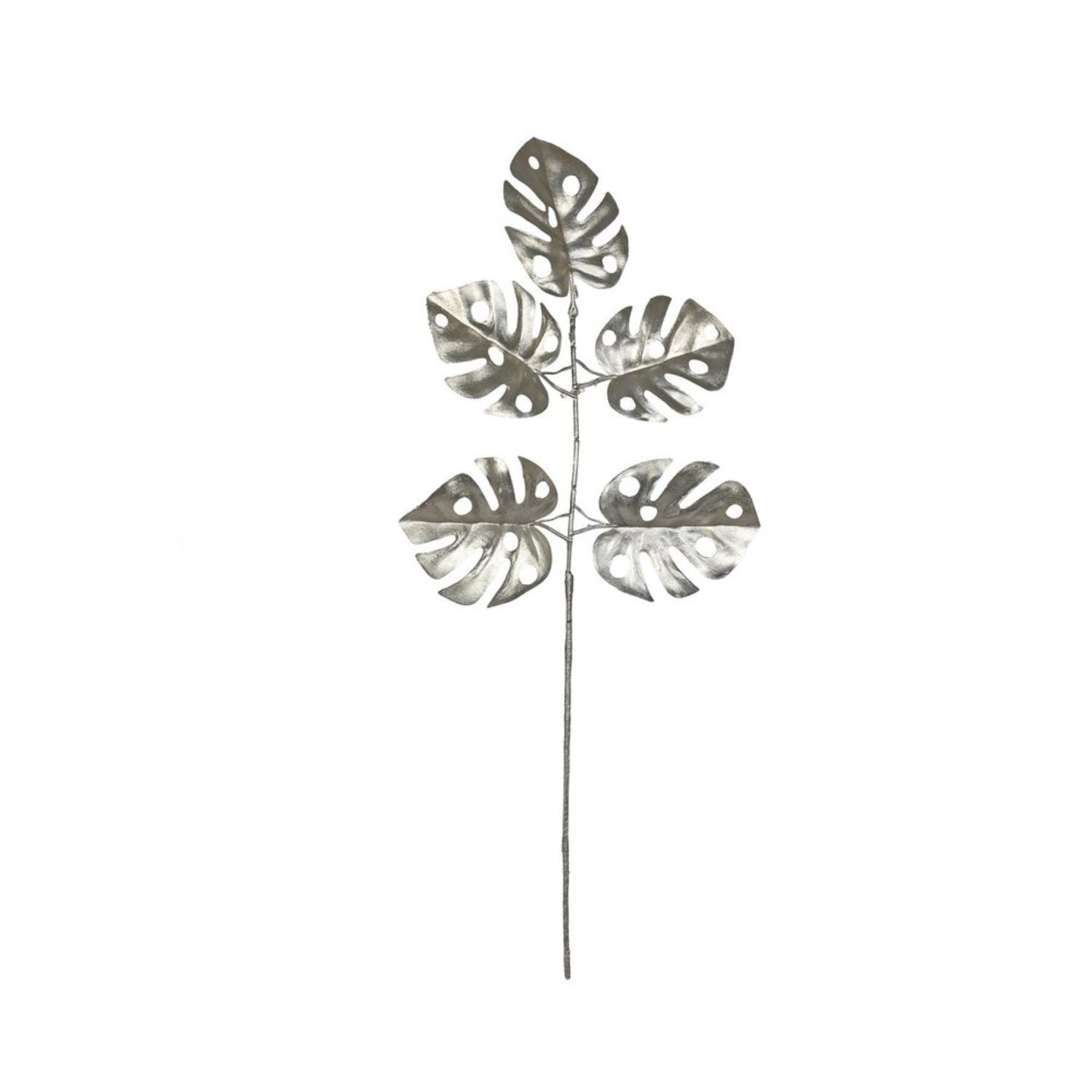  - Champagne Metallic Monstera Leaf Spray 3 PackSilver - Image 3