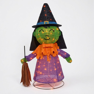 Pop Up Foldable Witch Outdoor Halloween Light with Timer