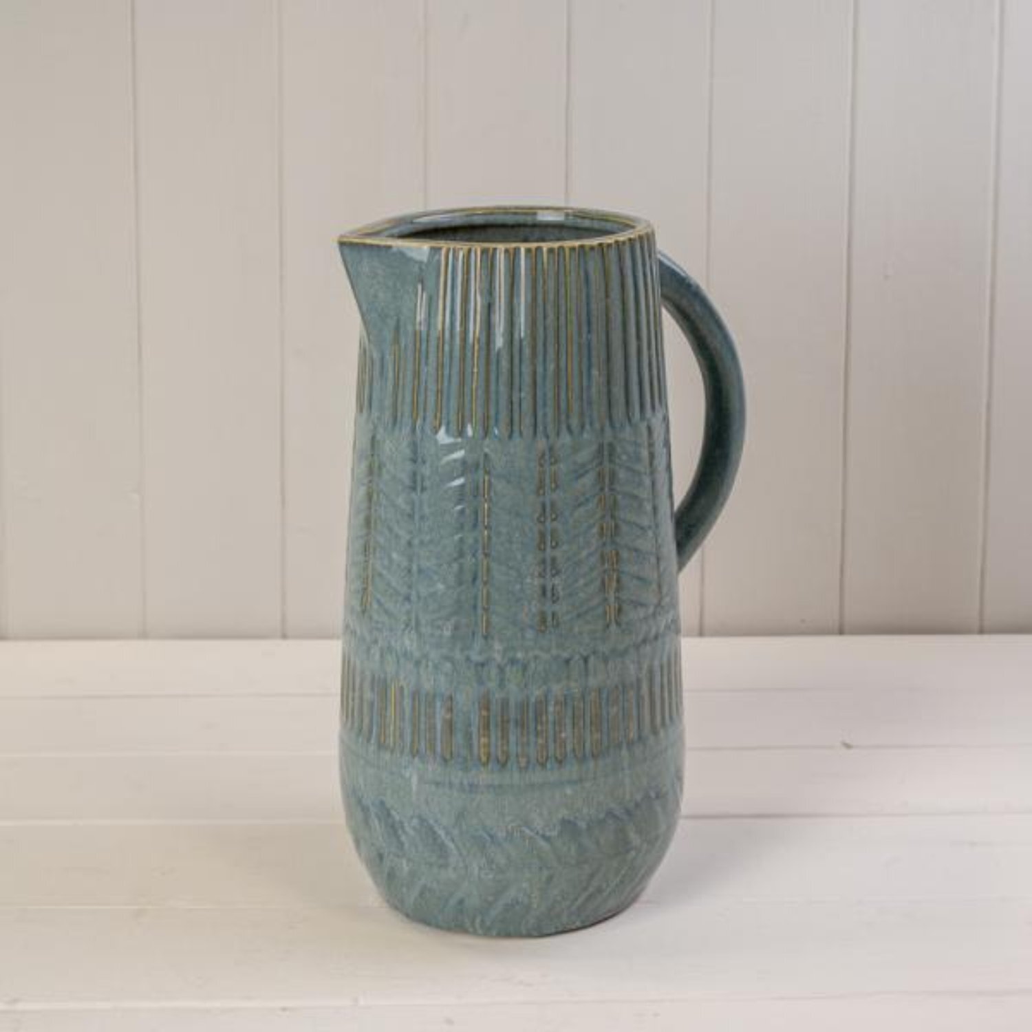 Kdmd Stylish Blue Ceramic Jug Vase For Home Decor - Blue