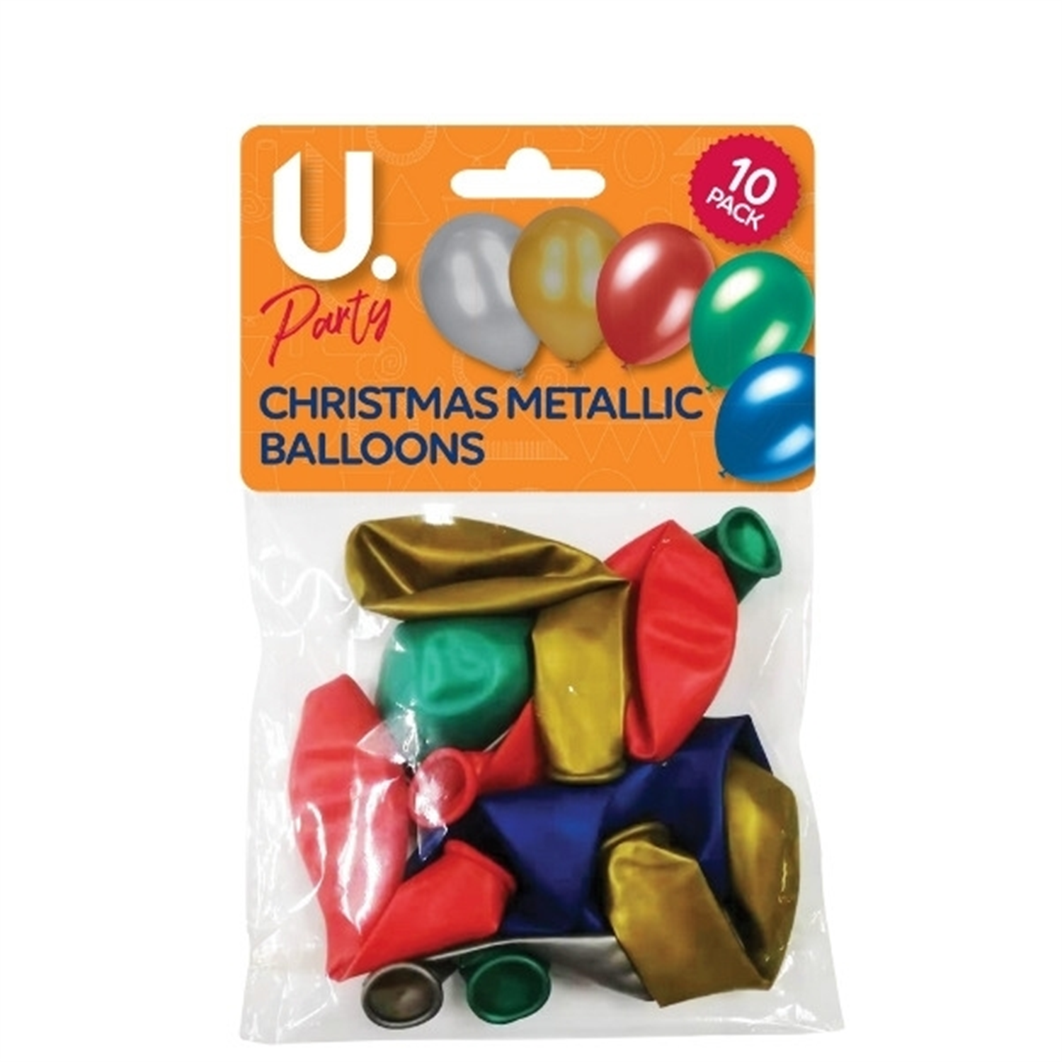 Martello Pack Of 10 Christmas Metallic Balloons - Red