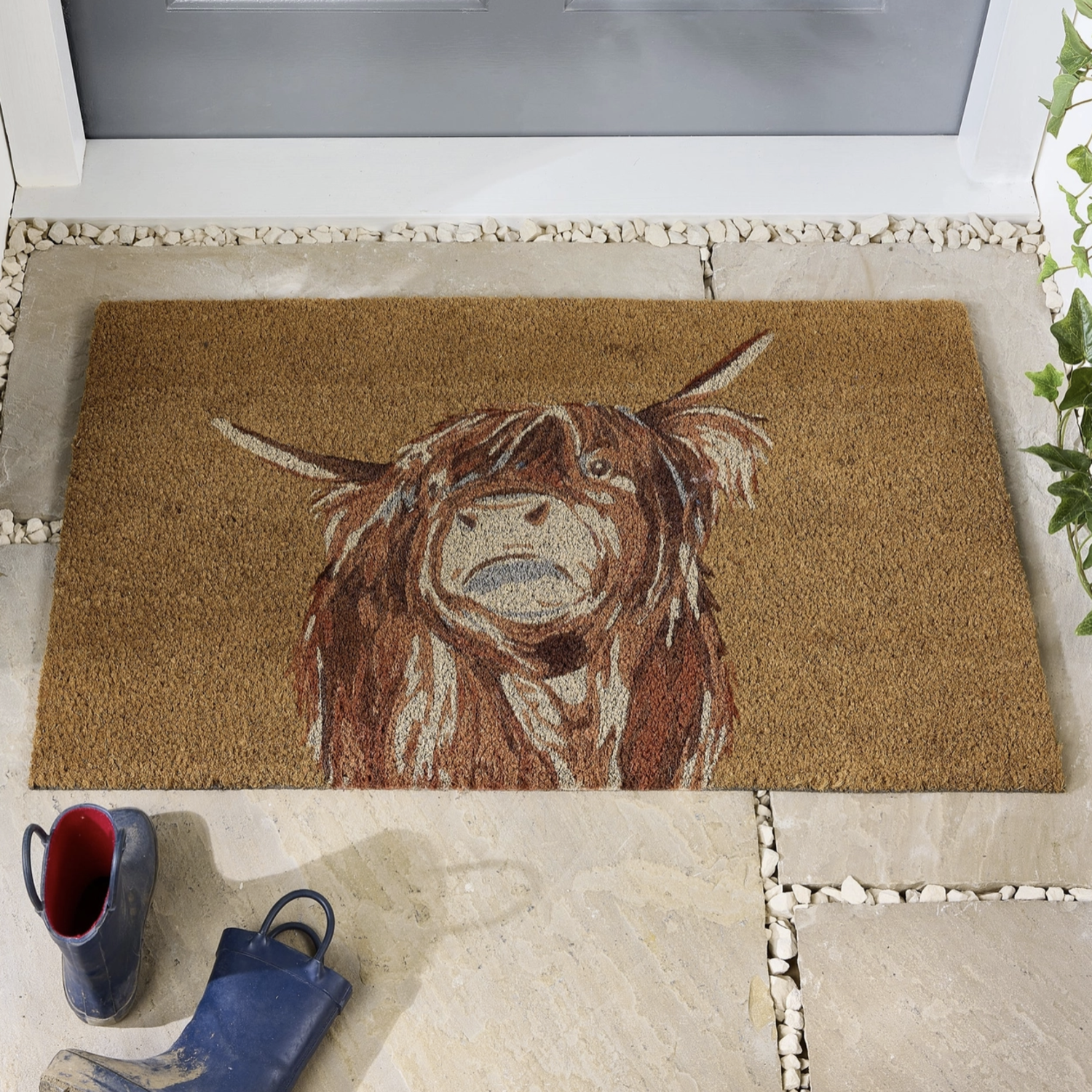 My Mat Natural Printed Coir Highland Cow Doormat - Image 3