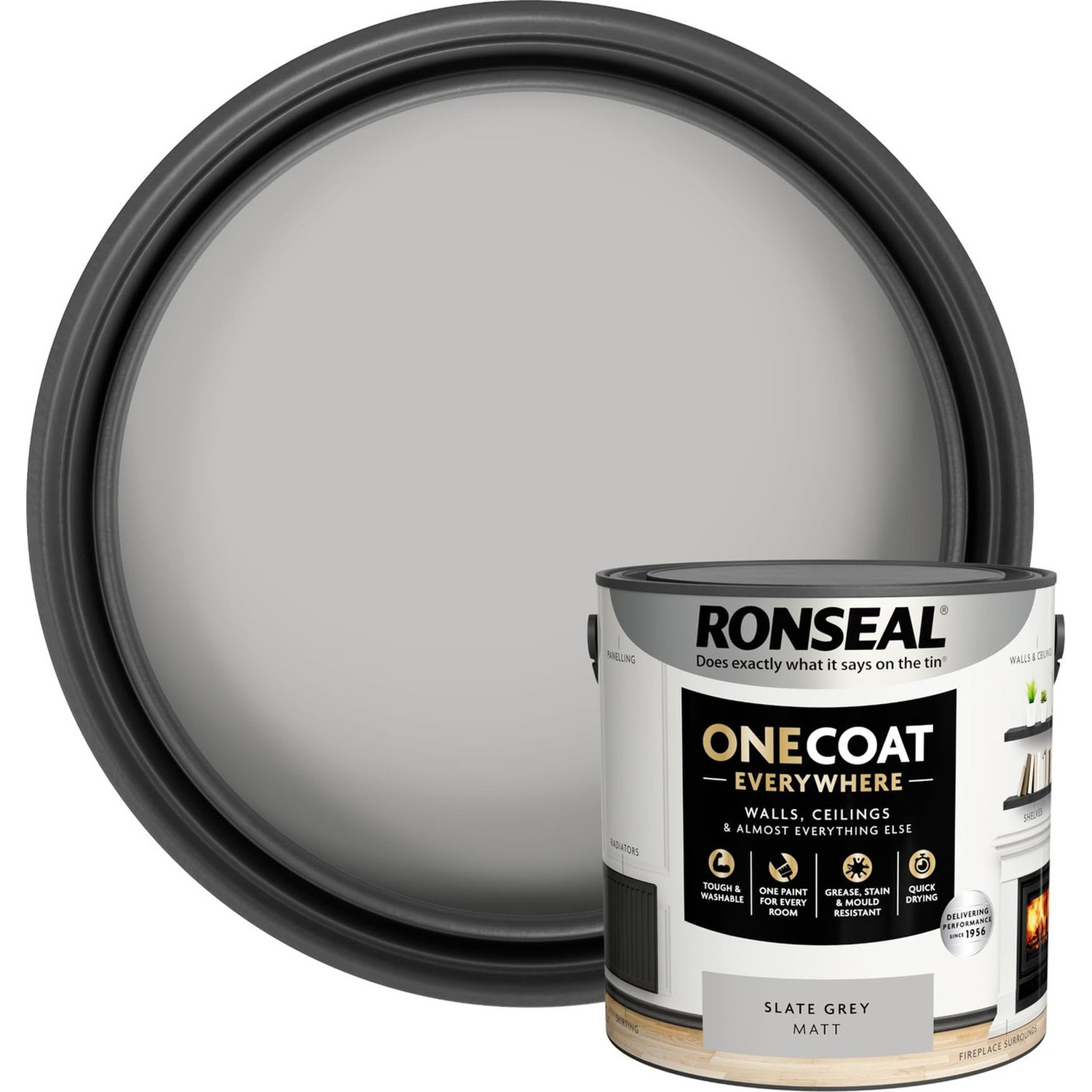Ronseal (Slate Grey) One Coat Everywhere Matt Paint 2.5L - Image 16