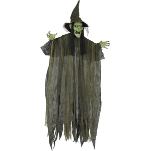 Hanging Animated Witch, Glowing LED Eyes