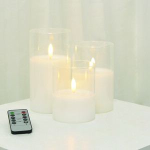 Set of 3 Clear LED Hurricane Candles