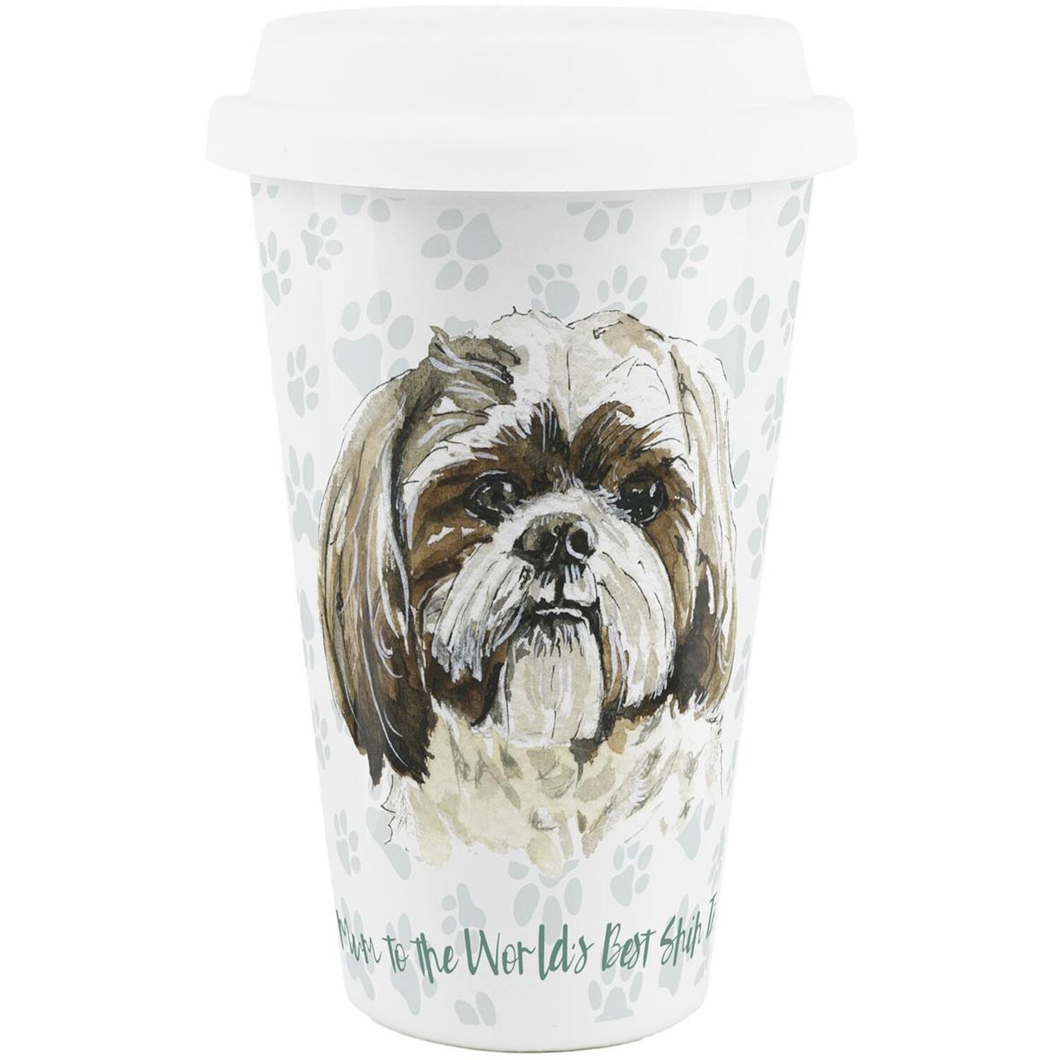 Purely Home Mum To The World's Best Shih Tzu Ceramic Travel Mug - White
