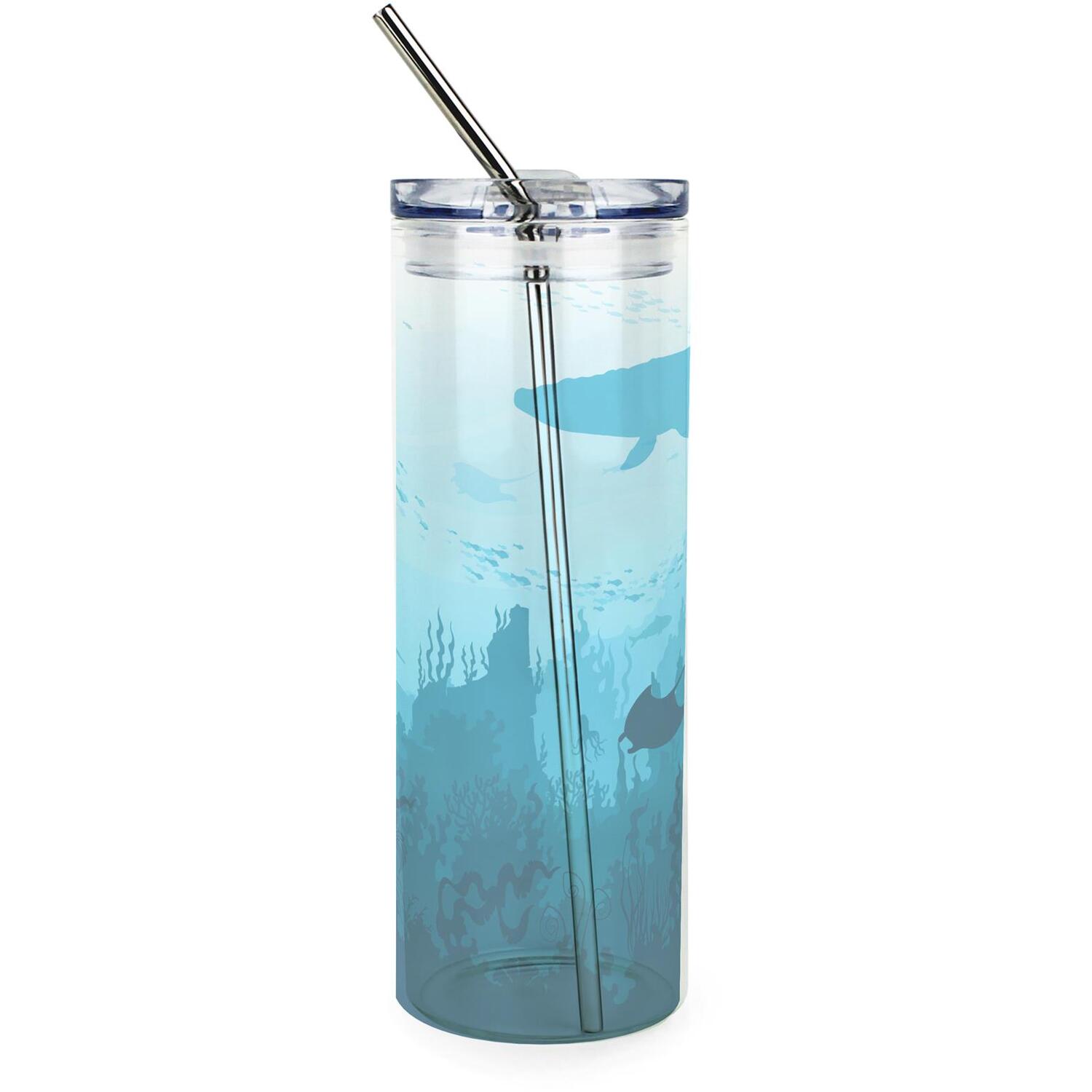 Sea Bed Glass Travel Flask - Reusable Marine Themed Hot/Cold Drinks Cup Gift - Image 2