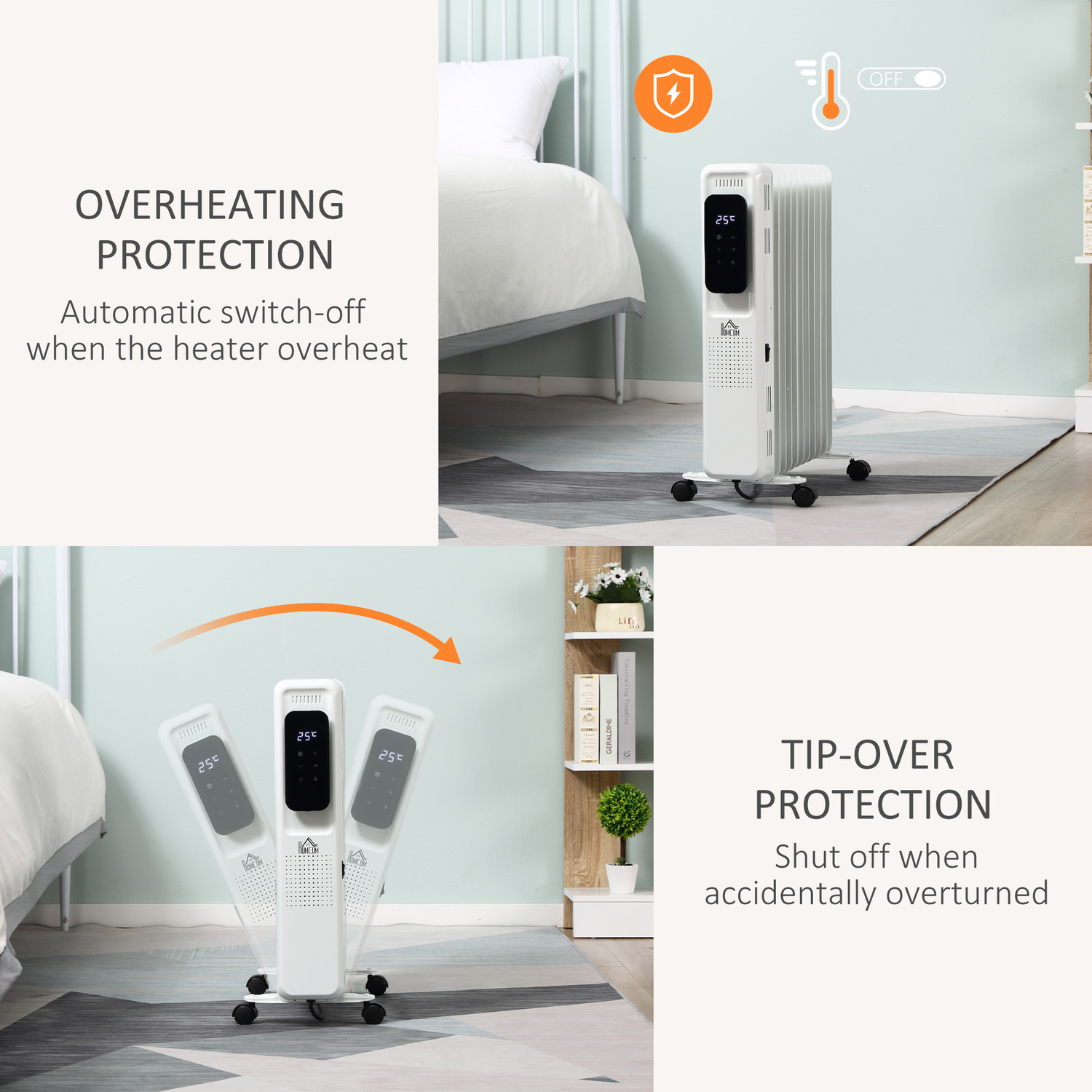 2720W Oil Filled Radiator 11 Fin Portable Electric Heater