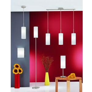 EGLO Troy 3 Slim cylindrical white painted glass pendant