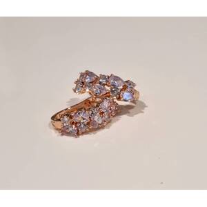Rose Gold / Sparkling White Sparkling Flowerets Zirconia Earrings shot 1591282