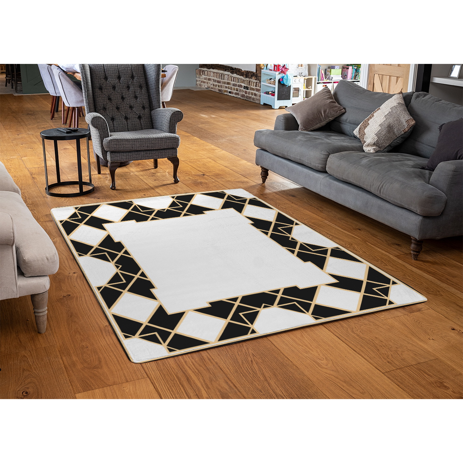 Deco Border Rugs Art Deco Diamond Border Designer Rug