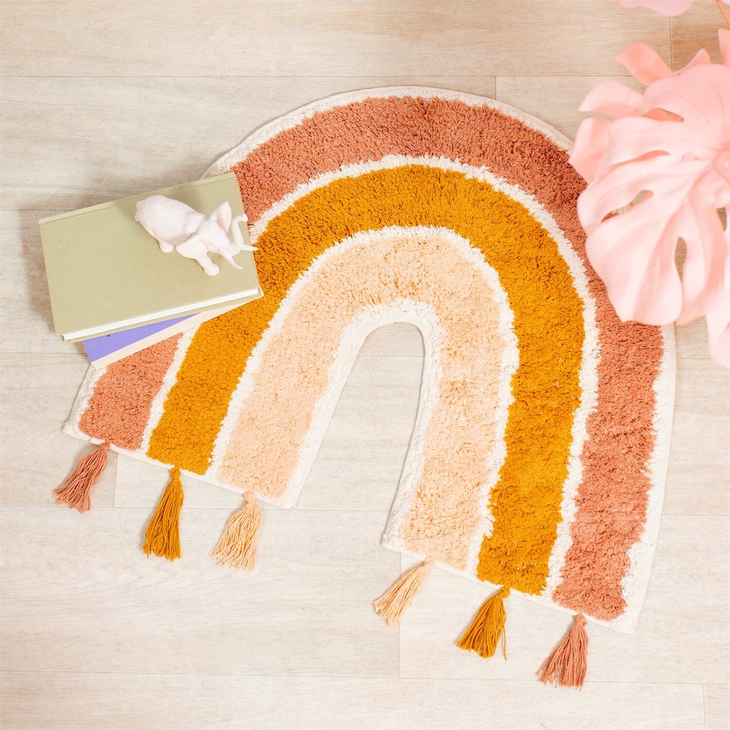 Earth Rainbow Rug With Tassels - Multicolour