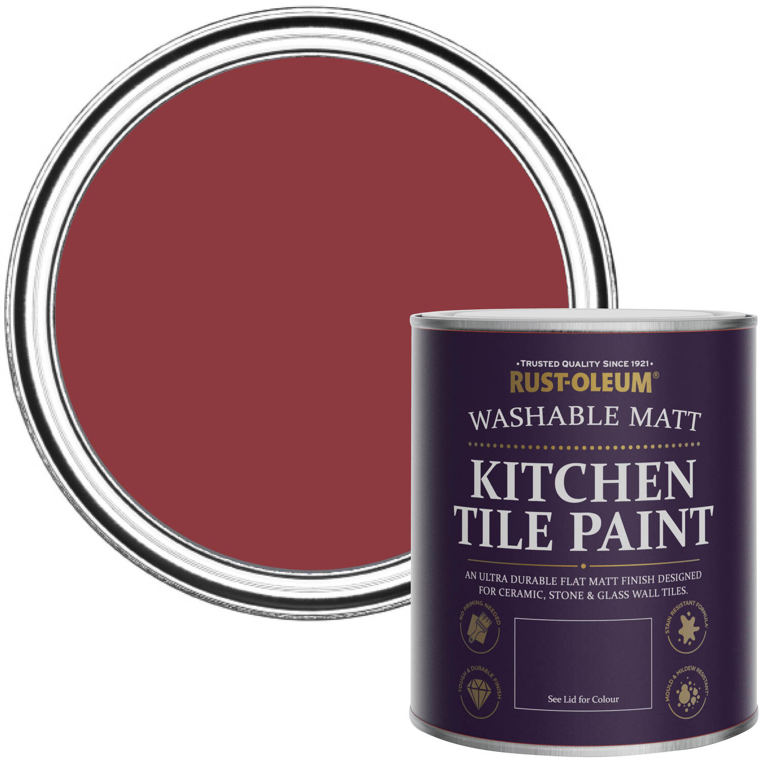 Rust-Oleum Kitchen Tile Paint Matt - Empire Red 750ml -  Red