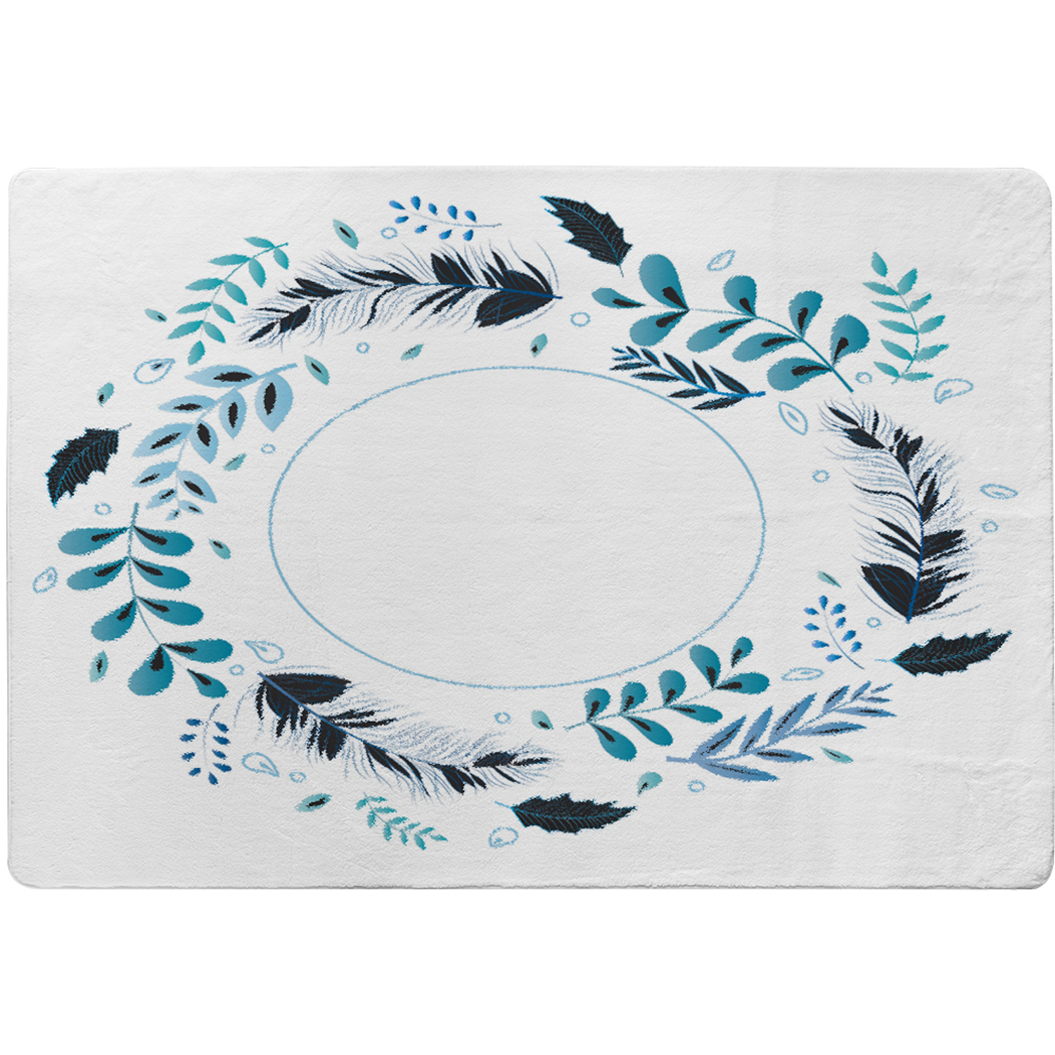 Blue Leaves Frame Rug